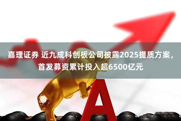 嘉理证券 近九成科创板公司披露2025提质方案，首发募资累计投入超6500亿元